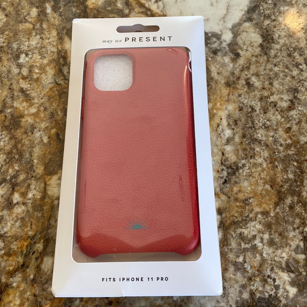 NWT Anthropologie Red Faux Leather iPhone 11Pro Phone Case